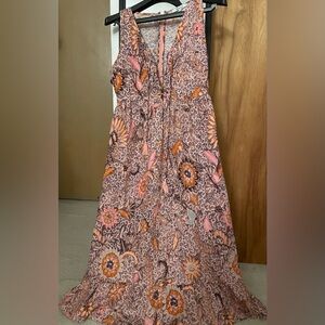 Madewell Lace-Up Ruffle-Hem Midi Dress in Bali Blooms
